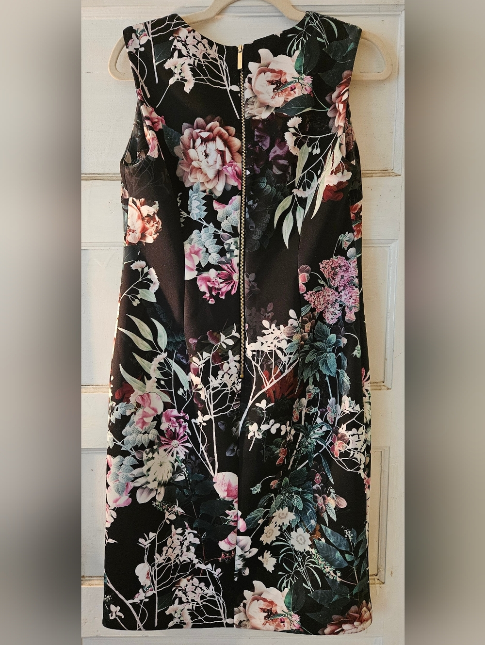 Calvin Klein Floral Midi Sheath Dress in Black and Pink - Picture 3 of 3